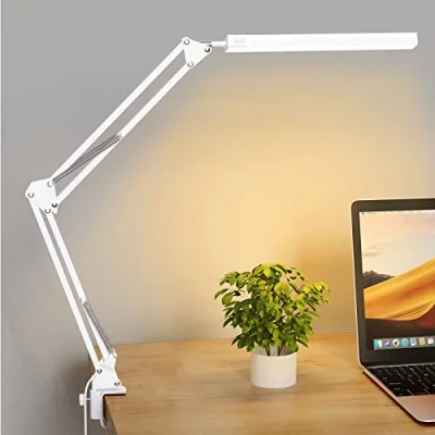 Immagine di SKYLEO Lampada da Scrivania a LED Tavolo con clip per la cura degli occhi 3 modalità di luce x 10 livelli luminosità Bianco