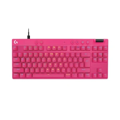 Immagine di Logitech G PRO X TKL RAPID, tastiera gaming senza tastierino numerico con interruttori analogici magnetici, modalità di attivazione rapida, azionamento e RGB personalizzabile, US INT&#039;L QWERTY Magenta
