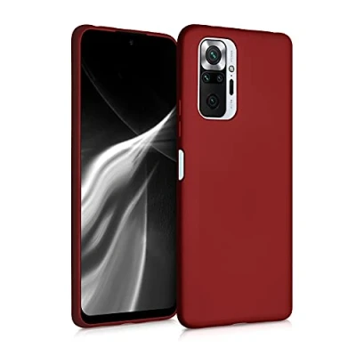 Immagine di kwmobile Custodia Compatibile con Xiaomi Redmi Note 10 Pro Cover Back Case Morbida Protezione in Silicone TPU Effetto metallizzato rosso scuro