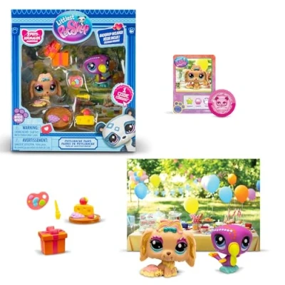 Immagine di Littlest Pet Shop BANDAI Pack PETFLUENCERS Festa all&#039;Aperto BF00572 Include 2 Animali domestici, 4 Accessori, 1 Sfondo, Biglietto da collezione, Codice Virtuale, Generazione 7, anni+
