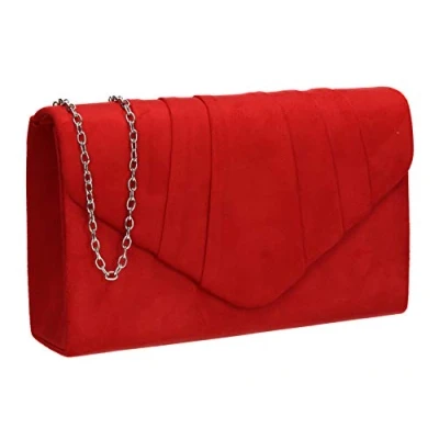Immagine di SwankySwans Womens Iggy scamosciata velluto Envelope party Prom pochette frizione, rosso (Red (Red)), Taglia unica