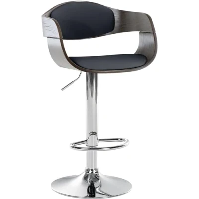 Immagine di CLP Sgabello Rétro Kingston Con Braccioli I Bar Girevole In Similpelle E Legno Alto Regolabile 63 77 CM, Colore:nero/grigio