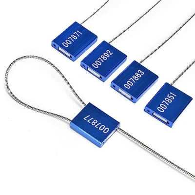 Immagine di Lzbignun 50 guarnizioni di sicurezza per cavi, numerate, a prova manomissione, in filo metallico, spedizioni, blu
