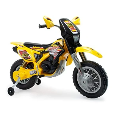 Immagine di INJUSA Moto Cross Thunder Max, Elettriche per Bambini da 3 a 6 Anni, Batteria 12V, Acceleratore sul Manubrio, Freno, Ruote in Plastica, con Rotelle Incluse, Colore Giallo