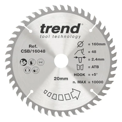 Immagine di Trend lama per sega circolare CraftPro TCT, diametro 160 mm x foro 20 48 denti, a taglio fine seghe circolari manuali, CSB/16048A