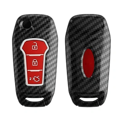 Immagine di kwmobile Custodia Copri Chiave Compatibile con Ford 3 tasti MyKey (Key Free) Cover Coprichiave Telecomando Auto in Plastica e Silicone Effetto Carbonio
