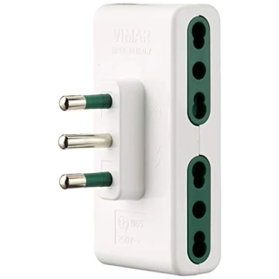 Immagine di VIMAR, RI.01165B Adattatore multiplo SICURY, spina 16A (grande) standard italiano tipo S17, 4 Bpresa P17/11, bianco