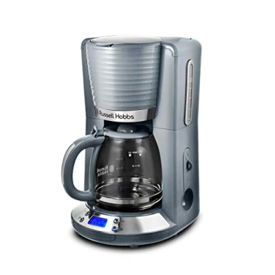 Immagine di Russell Hobbs Macchina Caffè Americano Grigio Lucido Timer Digitale, Con Filtro per Estrazione e Aroma Ottimali Max 10 tazze; Caraffa in Vetro 1.25 L; Piastra riscaldante; 1100 W, Inspire 24393 56