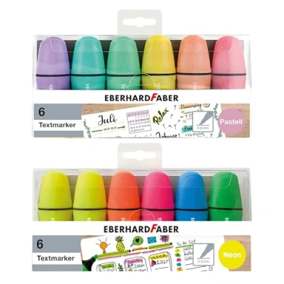 Immagine di EBERHARD FABER 599040 Set di mini evidenziatori, 12 pennarelli in colori neon e pastello con punta a cuneo