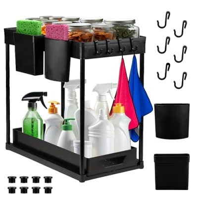 Immagine di Generico Organizer Cucina Salvaspazio Sottolavello Cassetti Estraibili per Ripiani Bagno