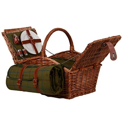 Immagine di Nature by Kolibri Set da picnic per 2 persone con cestino picnic, coperta posate e stoviglie
