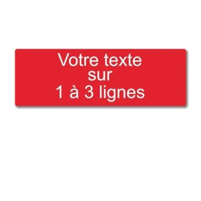 Immagine di Targhetta incisa personalizzata 1 3 linee 20 x 6,5 cm autoadesiva, colore: Rosso