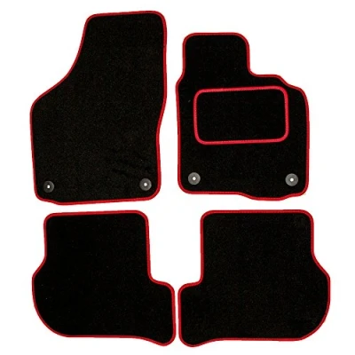 Immagine di Sakura SS4955RD Car Mats with Drivers Side Carpet Heel Pad, Red Trim Fits Citroen C2 2003 2009