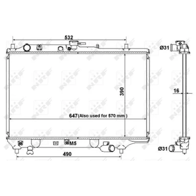 Immagine di NRF 516511 Radiatore motore Alluminio 647 390 16 Alette di raffreddamento saldate