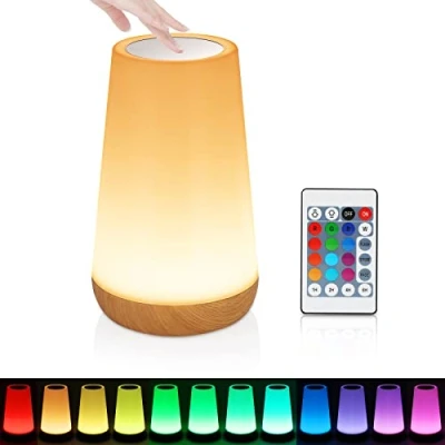Immagine di Lampada da Comodino Led Luce Notturna Bambini USB Ricaricabile, con 13 Colori, Luminosità Regolabile 3 Modi d’Illuminazione, Controllo Touch e Telecomando per Camera, Soggiorno