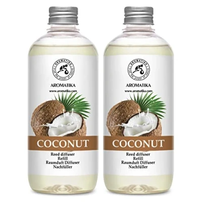 Immagine di Ricarica per Diffusore di Cocco 2x500ml Aromaterapia Fragranza Casa Deodorante Ambienti Reed Diffuser Refill Intensa e Duratura