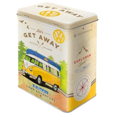 Immagine di Nostalgic Art Contenitori di Latta retrò l Bulli T1 Let&#039;s Get Away Idea Regalo per i Bus VW, Grande Scatola da caffè, Design Vintage, 3