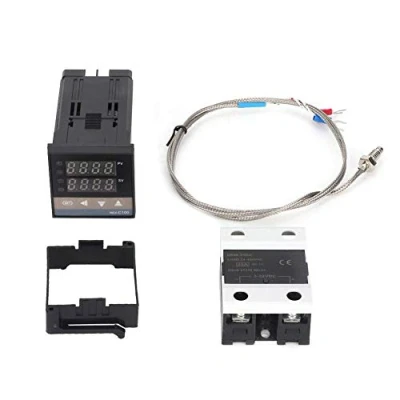 Immagine di regolatore di temperatura PID REX C100, 0 400 ℃ Kit termostato LED digitale CA 110 V 240 con termocoppia K / sensore temperatura, Max25A SSR