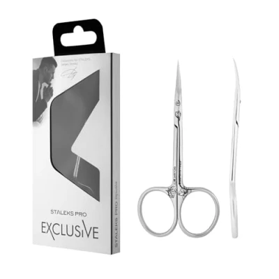 Immagine di STALEKS PRO Forbici professionali per pelle cuticole, maniglia curva, lunghezza impugnatura media &quot;M&quot; (lunghezza lama 25 mm, forma classica) Exclusive 20 Type 1 (Design: Fior di Magnolia) SX 20/1m