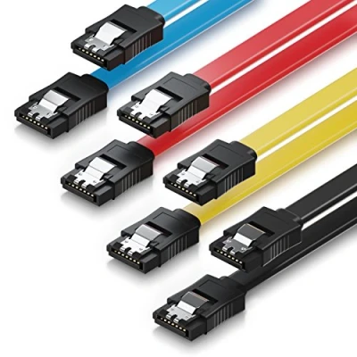 Immagine di deleyCON 4x 0,5m Cavo SATA 3 III HDD SSD Dati 6 GBit/s 2x Diritto Giallo Rosso Blu Nero