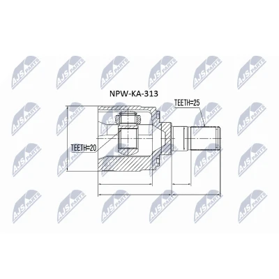 Immagine di NTY NPW KA 313 Kit Giunto Omocinetico Cambio manuale sul lato del cambio, Assale anteriore Dx KIA: Picanto I