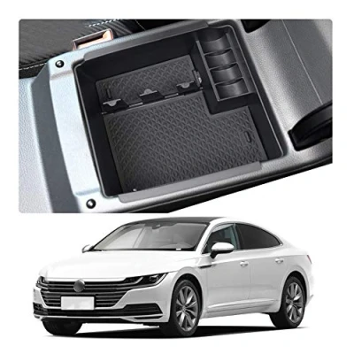 Immagine di YEE PIN Auto Scatola di Immagazzinaggio Car Accessori Compatibile con Arteon 2/Passat B8/Passat Valiant Center Console Bracciolo Box Storage Secondario Vassoio Estraibile Tappetino
