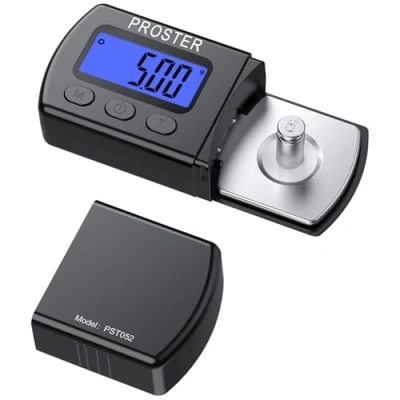 Immagine di Proster Tester Scala Forza di Stilo per Giradischi Bilancia 0.01g LCD Retroilluminazione Blu Braccio Fono Cassetta Musicale