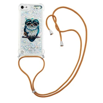 Immagine di HiCASE Pro Cover per iPod Touch 7 2019/iPod 6/iPod 5, Glitter Liquido Silicone TPU Bumper Case Cellulari Protettiva Custodia con Cordino, Necklace Cordoncino Regolabile