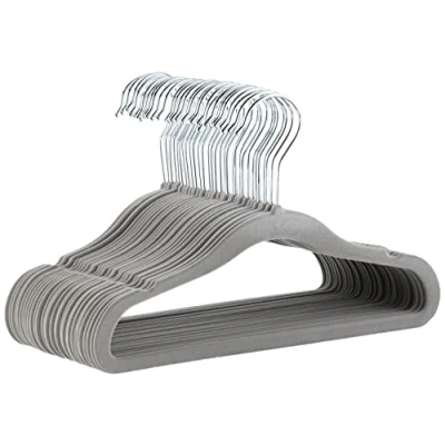 Immagine di Amazon Basics Grucce in velluto per vestiti di neonati e bambini, antiscivolo, 29,5 cm, confezione da 30, Grigio