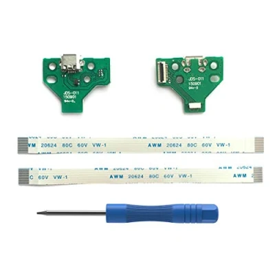 Immagine di 2 pz JDS 011 Sostituzione Presa di Ricarica Micro USB per Controller PS4, Caricatore Porte Socket Adattatore Modulo, Cavo Flex Cacciavite Playstation DualShock