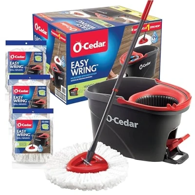 Immagine di O Cedar EasyWring System, Cedro, Multicolore, Spin Mop &amp; Secchio con 3 ricariche extra