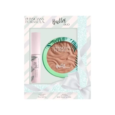 Immagine di Physicians Formula Butter Duo Set, Makeup Bronzer Polvere e Mascara Nero Allungante Volumizzante, Formule Arricchite con Burri dell&#039;Amazzonia, Pelle Luminosa Soffice, Ciglia Curate Nutrite