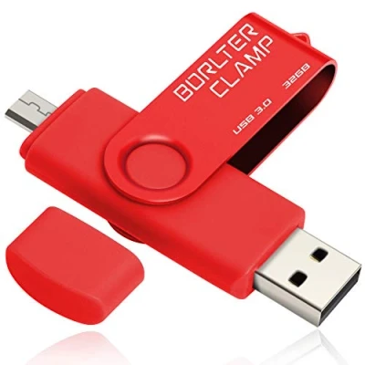 Immagine di BORLTER CLAMP 32GB Chiavetta USB 3.0, 2 in 1 Pen Drive (Micro e 3.0) OTG Memoria Flash, Flash Girevole per Android Smartphone/Tablet/Computer (Rosso)