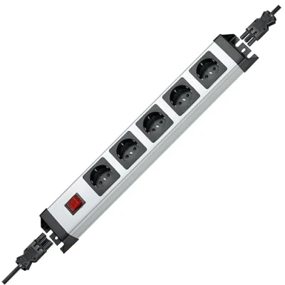 Immagine di Kopp 2.29520015E8 Multipresa con interruttore 5 scomparti Nero, Argento Presa GST18i 1 pz.