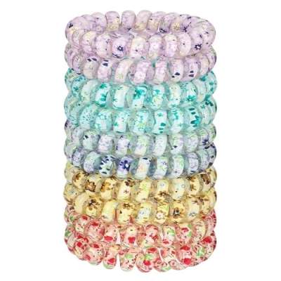 Immagine di JessLab Spirale Capelli Cravatte, 10 Pezzi Assortiti Traceless Carino Plastica Bobina Coda di Cavallo Titolari, Nessun Danno Accessori per Donne e Ragazze