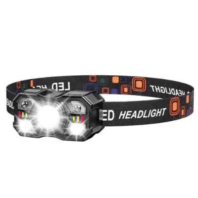 Immagine di Lampada Frontale LED con Fascia Regolabile, Super Luminosa Torcia USB Ricaricabile Sensore Movimento, 5 Modalità di Illuminazione Impermeabile Lampade da Testa per Campeggio/Corsa/Pesca