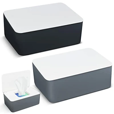 Immagine di 2 Pezzi Porta Scatola per Salviette, Salviette Umidificate con Coperchio Umidificate, Contenitori Salviettine Fazzoletti Casa, Ufficio