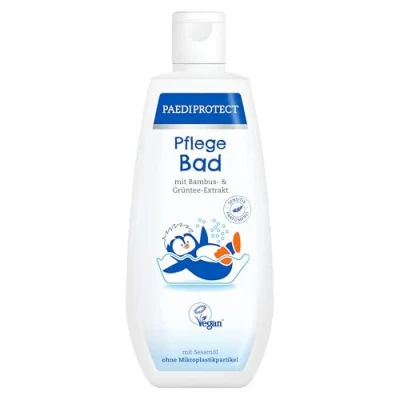 Immagine di PAEDIPROTECT Pflegebad Additivo per il bagno neonati e bambini, 250 ml, senza profumo microplastica, la pelle, nutre pulisce idrata protezione, gel detergente come