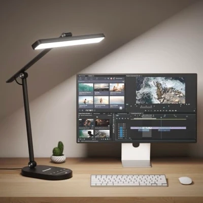 Immagine di Honeywell lampada da tavolo a LED per casa e ufficio H4 Sunturalux™ scrivania gli occhi, dimmerabile 14 W con 3 modalità di colore, 5 livelli luminosità,