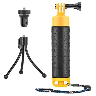 Immagine di SOONSUN Impugnatura galleggiante impermeabile per GoPro Hero 13 12 11 10 9 8 7 6 5 4 3+ 2, Session, Fusion, Max, SJCAM, AKASO, DJI Osmo Action, Handler e maniglia di montaggio accessori action