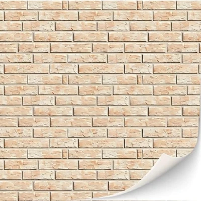 Immagine di 3 fogli di rivestimento autoadesivo da parete per casa delle bambole scala 1:12 (mattoncini color crema 1)