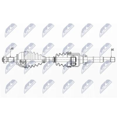 Immagine di NTY NPW CT 079 Albero motore / Semiasse Assale anteriore Dx 876, 292 con supporto/cuscinetto PEUGEOT: 207 Hatchback, 2008 Station Wagon