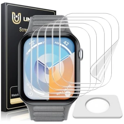 Immagine di UniqueMe 5 Pezzi EPU Pellicola Protettiva per Apple Watch S10 46 mm, Senza Bolle, Trasparente HD Schermo Protettivo Facile con Kit D&#039;Installazione, Anti Scratch
