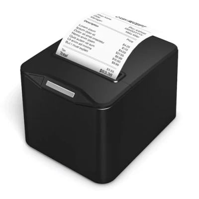 Immagine di Bisofice POS 8370 Stampante Termica Scontrini 80 mm, per registratore di cassa con ESC/POS, Supporta il taglio automatico, Nero (220mm/s, Porta USB + Ethernet)
