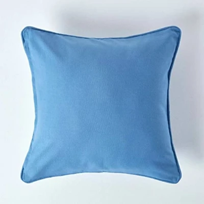 Immagine di Homescapes Federa decorativa per cuscino con chiusura lampo, in 100% cotone, tinta unita, cuscini decorativi e da divano, 45 x cm, colore: celeste