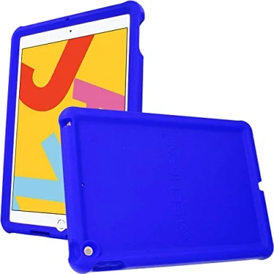 Immagine di TECHGEAR Custodia Protettiva Progettata per iPad 10.2&quot; 9/8 /7 Generazione (2021/2020/2019), Cover Antiscivolo in Silicone Morbido e Resistente Con Pellicola Protettiva, Idiale bambini [Blu]