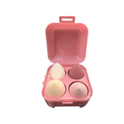 Immagine di MUUK Spugne per il trucco, confezione da 4 spugnette fondotinta, senza lattice, applicatore con porta spugna, ideale polvere e crema