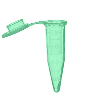 Immagine di MUHWA 500 tubi microcentrifuga graduati in polipropilene con tappo a scatto, micro provette da 1,5 ml coniche microtube campione fiala per laboratorio (verde)