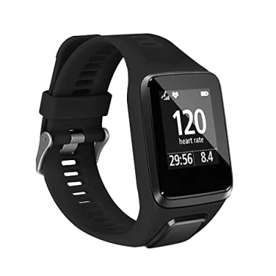 Immagine di kwmobile Cinturino TPU Silicone con Fibbia Compatibile Tomtom Adventurer/Runner 3/Spark 3/Golfer 2 Cinturini 15,5 21,5 cm Nero