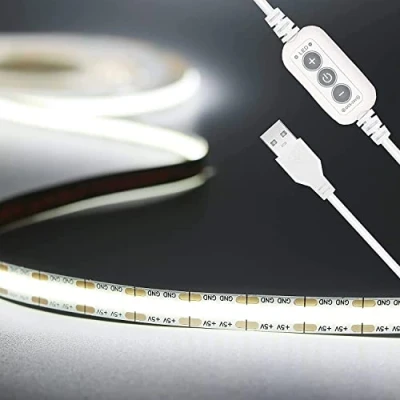 Immagine di PAUTIX Striscia LED COB USB Bianco Freddo 6000K, 2m 640LEDs Luce di nastro dimmerabile 5V flessibile per retroilluminazione TV monitor, specchio, armadietto, illuminazione fai da te